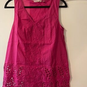 Soft Surroundings Hot Pink Embroidered Sleeveless Tunic